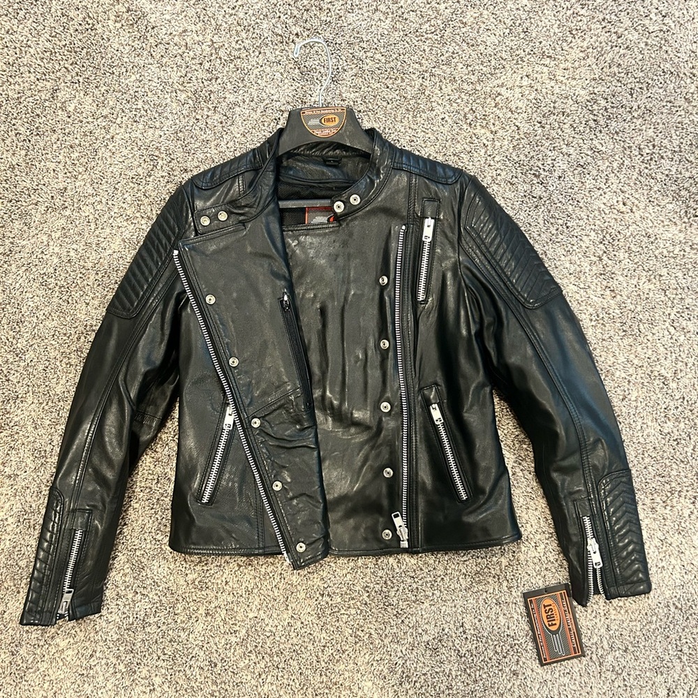 First Classics Warrior Princess Black Leather Motorcycle Jacket